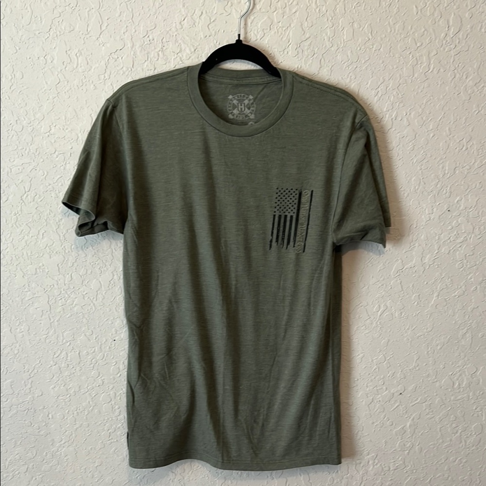 Olive Green Short Sleeve Tee Classic Crew Neck